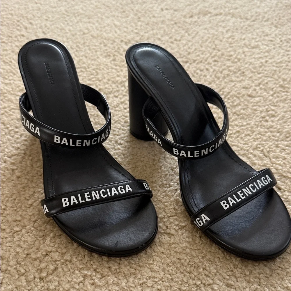 Balenciaga Black Logo Heels - Picture 1 of 5